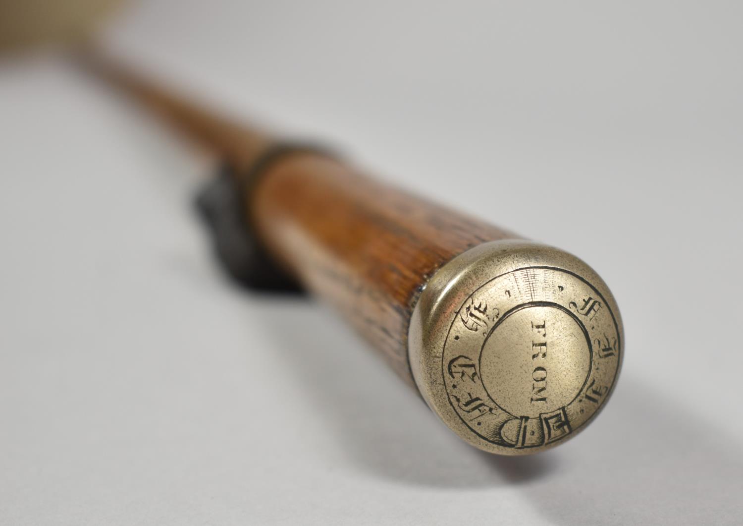 A Turned Pacing Stick with Engraved Top, "F J Y from H E F" - Image 2 of 3