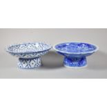 Two Oriental Blue and White Bowls on Circular Feet, Each 20cm Diameter