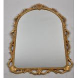 A Mid 20th Century Gilt Metal Framed Arched Wall Mirror, 49cm x 73cm