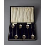 A Set of Six Silver Coffee Bean Spoons, Sheffield 1933 by Walker and Hall