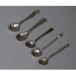 A Collection of Five Silver Salt Spoons