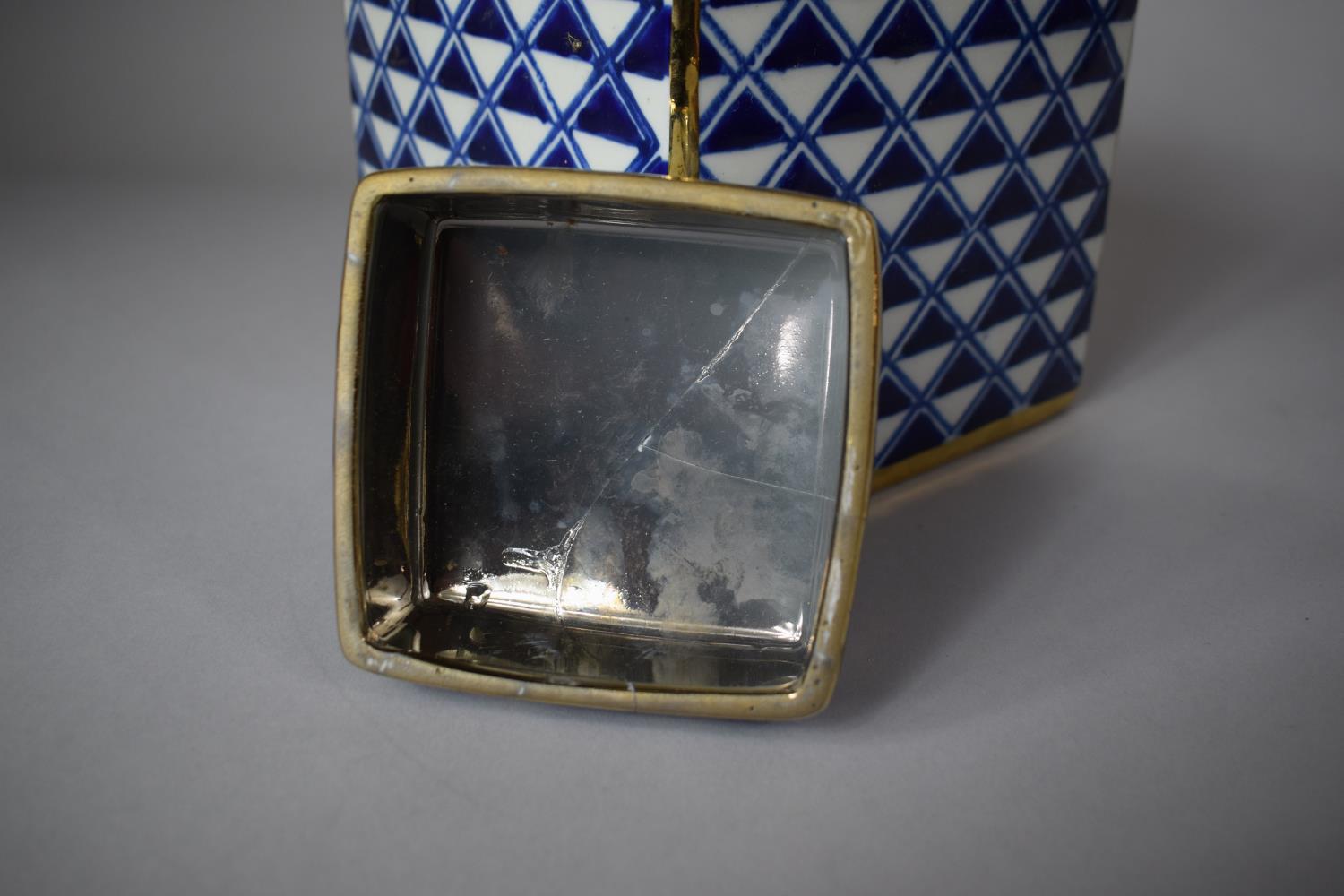 A Blue, White and Gilt Decorated Cubist Lidded Jar, 20cm High (Lid Glued) - Image 4 of 4