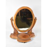 A Late Victorian Mahogany Swing Toilet Mirror with Oval Glass on Plinth Base Having Jewel Well, 49cm