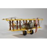 A Reproduction Metal Model of a Vintage Biplane, 29cm long