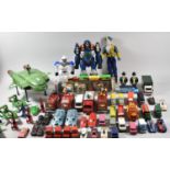 A Large Collection of Vintage Playworn Diecast and Other Toys