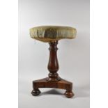 A Mid 19th Century Rosewood Circular Topped Adjustable Piano Stool with Cope & Collinson Label Dated
