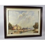 A Framed Watercolour Depicting River at Ludlow, Shropshire, 63x46cm