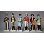 A Collection of Six Continental Ceramics Soldier Figures, Tallest 26cm