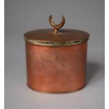 A Late 19th Century Copper Tea Caddy of Oval Form with Hinged Lid Having Cresent Finial Stamped,