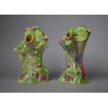 A Pair of Royal Winton Lakeland Pattern Tree Trunk Vases, 20cm high