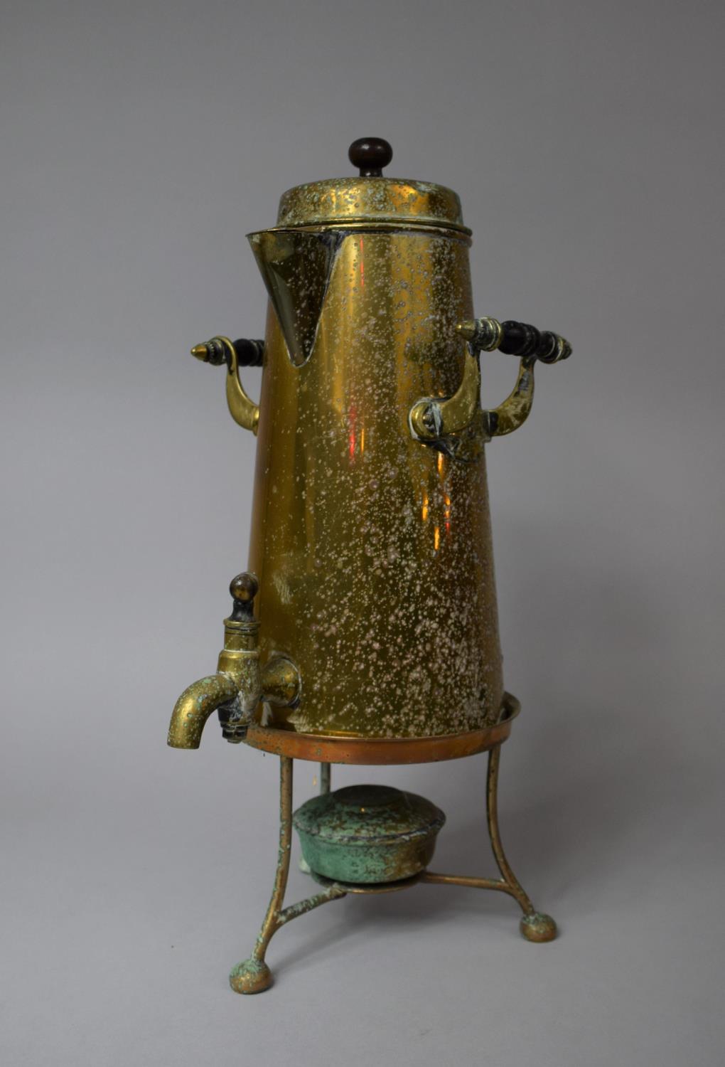 A Mid 20th Century Brass Coffee Samovar on Stand with Burner, 40cm high - Image 2 of 4