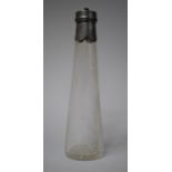 A Pewter Topped Glass Flask of Tapering Form, 24cm high