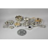 A Collection of Various Items of Silver Plate to Include Sauce Boat, Toast Racks, Coasters etc