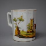 An Early 19th Century Continental Heavy Based Porcelain Tankard with Hand Painted Decoration
