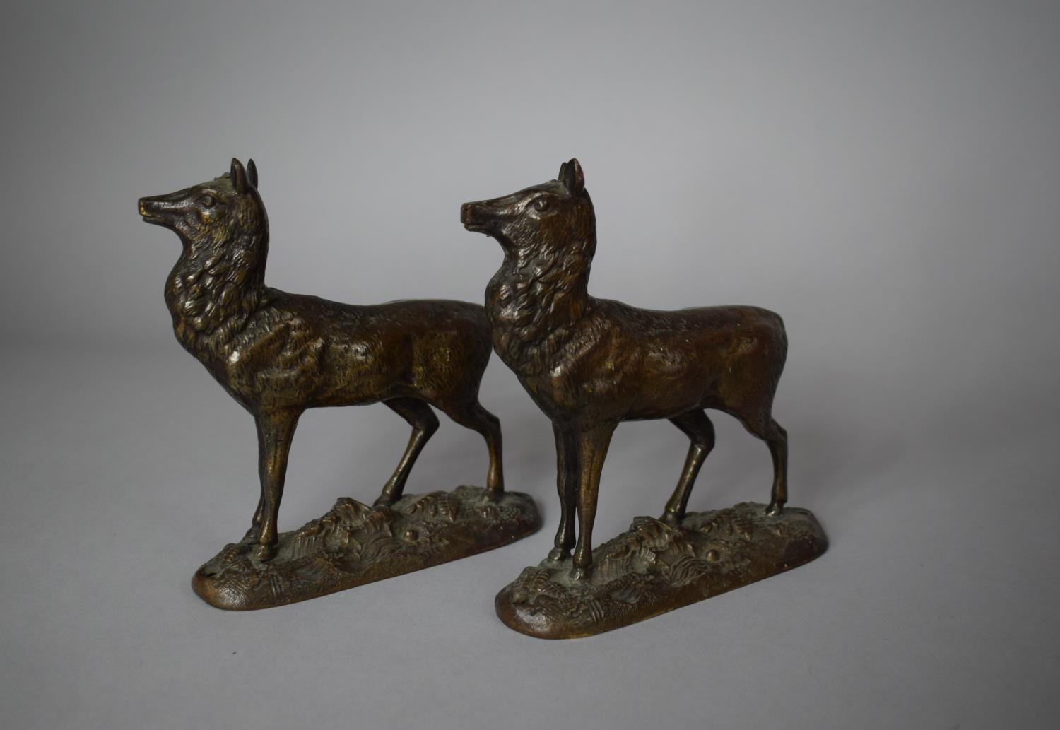 A Pair of Late 19th Century Bronze Mounts in the Form of Stags (Missing Antlers) - Image 2 of 2