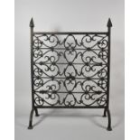 A Small Wrought Iron Fire Screen, 42cm Wide and 57cm high