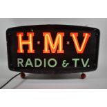 A Vintage Neon Free Standing or Wall Hanging Advertising Shop Sign for "HMV Radio & TV", Working