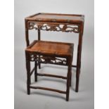 Two Chinese Hardwood Tables with Carved and Pierced Decoration, 44cm and 33cm Wide
