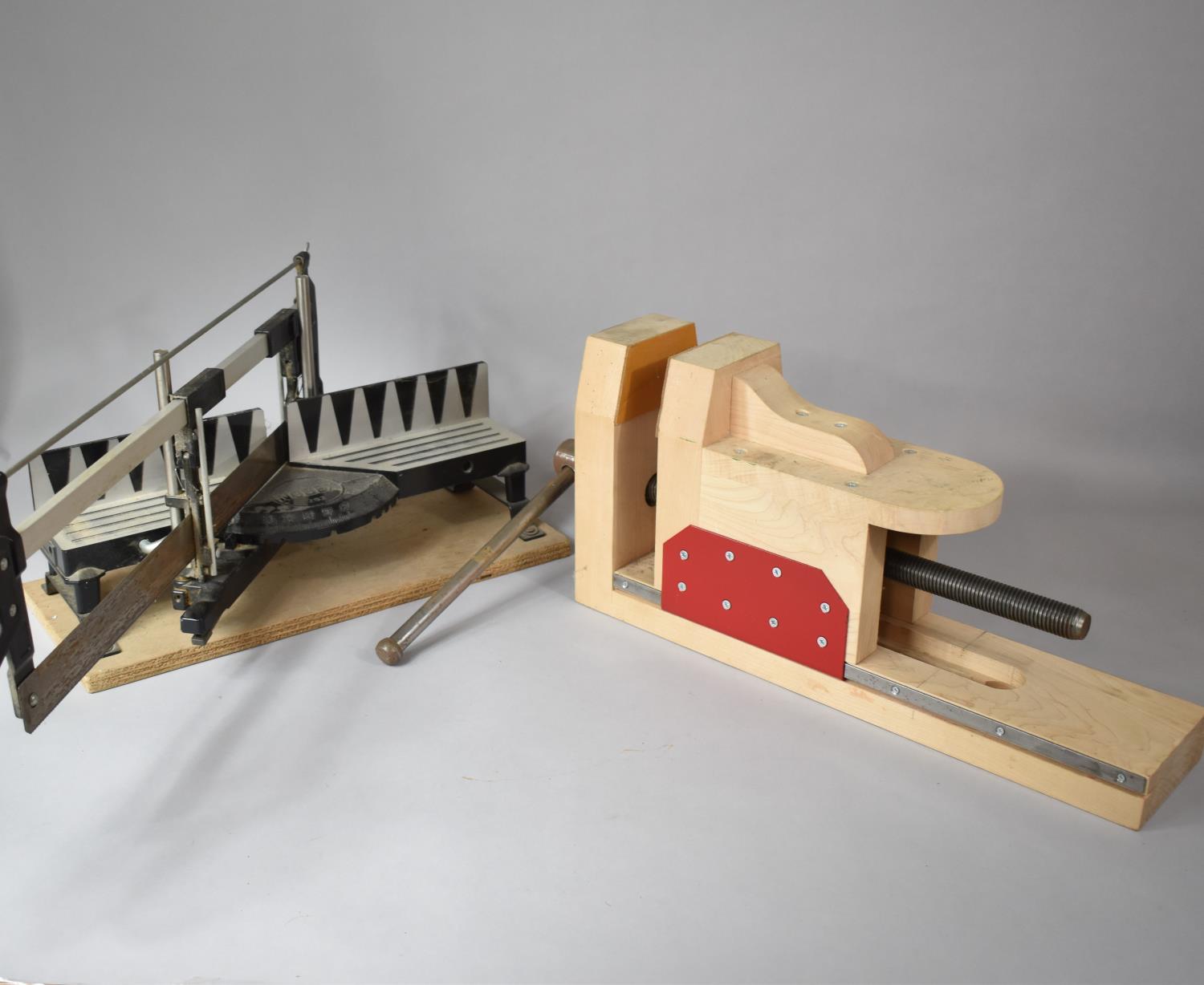 A Desktop Mitre Saw and a Wooden Vice