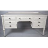A French Style White Painted Continental Galleried Ladies Writing Desk with Centre Drawer Flanked by