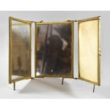 A Gilt Metal Framed and Hinged Triple Travelling Dressing Mirror, In Need of Some Attention and