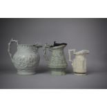 A Collection of Three Salt Glazed Tavern Jugs, All AF, Tallest 22cm high