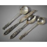 A Collection of Dutch Silver to Include Two Coin Bowl Spoons and Spoon and Knife with Pierced