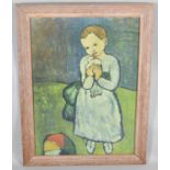 A Framed Print of Child with Dove, 71x51cm