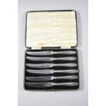 A Cased Set of Six Silver Handled Butter Knives, Sheffield 1934