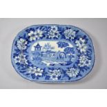 A 19th Century Transfer Printed Rogers & Son Blue and White Oval Plate, "Elephant and Trainer"