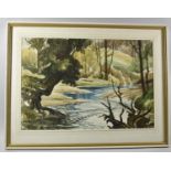 A Framed Watercolour Depicting River Scene, 56x38cm