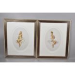 A Pair of Large Modern Framed Oval Prints by Image Design, "Claire" and "Chloe", Each 82x66cm