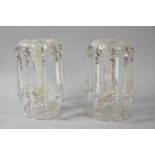 A Pair of Clear Glass Lustres with Droppers, Each 22.5cm high