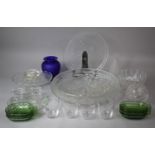 A Collection of Various Glassware to Include Large Moulded Deco Style Glacier Centre Bowl