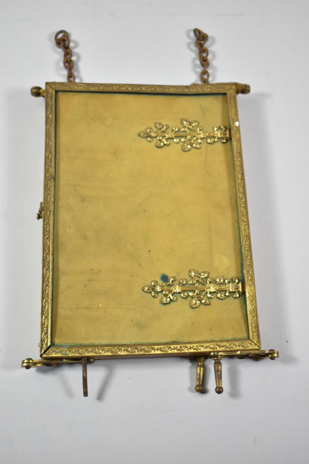 A Gilt Metal Framed and Hinged Triple Travelling Dressing Mirror, In Need of Some Attention and - Image 2 of 2