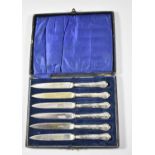 A Cased Set of Six Silver Handled Fruit Knives, Sheffield 1935