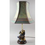 A Modern Oriental Chinese Mudman Table Lamp with Shade, Total Height 60cm