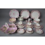 A Collection of Pink and Gilt Decorated Ceramics to Include Good Quality Hand Painted Trefoil Dish