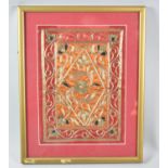 A Framed Silk and Silver Wire Indian Panel, 25x18.5cm
