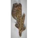 A Moulded Wall Hanging Depicting Field Mouse on Ear of Wheat, Stamped and Monogrammed RF for Fisher,