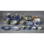 A Collection of 19th Century and Later Blue and White Transfer Printed Ceramics Coalport Tankard,