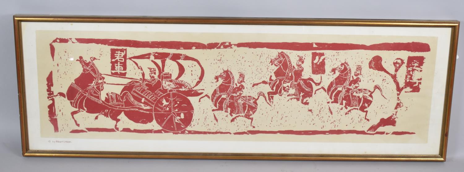 A Large Gilt Framed Albert Urban Chariot Print, 132cm x 35cm