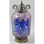 A Modern Coloured "Mirror Mosaic" Lantern Designed for Tealights, 36.5cm high