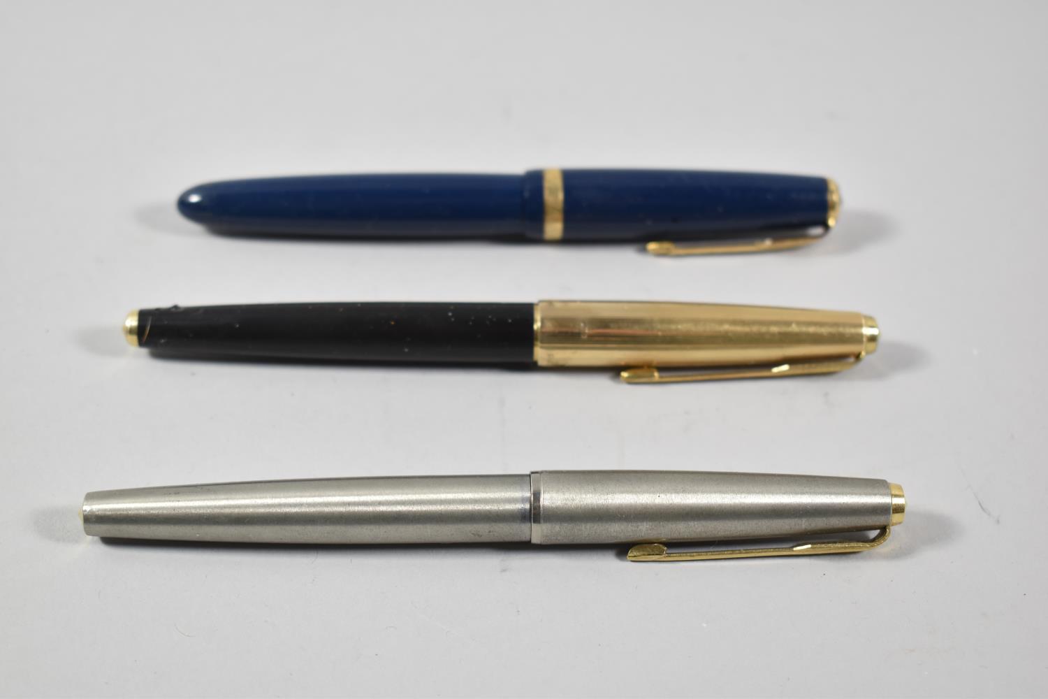 Three Parker Pens, All With Gold Nibs and One with Gold Plated Top