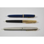 Three Parker Pens, All With Gold Nibs and One with Gold Plated Top