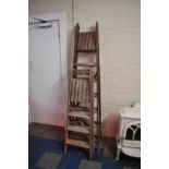 A Vintage Three Step Wooden Step Ladder and a Vintage Six Step Example