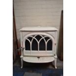 A Cream Enamel Log Burning Stove, Untested 65cm Wide