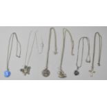 Six Silver Pendants on Silver Chains, 38g in Total
