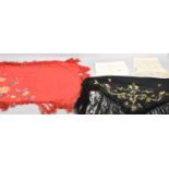 A Collection of Embroidered Shawls, Silks etc