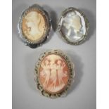 Three Silver Cameo Brooches